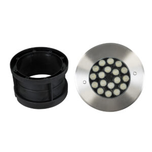 GloboStar® UNDERGROUND-SINA 90573 Χωνευτό Φωτιστικό Σποτ Δαπέδου LED 18W 1530lm 15° DC 24V Αδιάβροχο IP68 Φ20 x Υ11cm RGBW DMX512 – Ανοξείδωτο Ατσάλι – 3 Χρόνια Εγγύηση