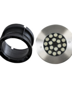 GloboStar® UNDERGROUND-SINA 90573 Χωνευτό Φωτιστικό Σποτ Δαπέδου LED 18W 1530lm 15° DC 24V Αδιάβροχο IP68 Φ20 x Υ11cm RGBW DMX512 – Ανοξείδωτο Ατσάλι – 3 Χρόνια Εγγύηση