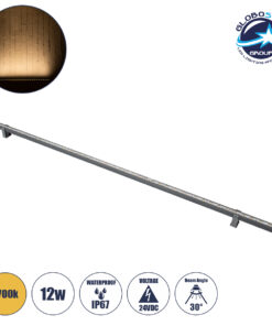 GloboStar® WASHER-STELLAR 90575 Μπάρα Φωτισμού Ultra Slim Wall Washer LED 12W 1080lm 30° DC 24V Αδιάβροχο IP67 Μ100 x Π2 x Υ1.8cm Θερμό Λευκό 2700K – Γκρι Ανθρακί – 3 Years Warranty
