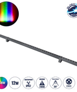 GloboStar® WASHER-STELLAR 90577 Μπάρα Φωτισμού Ultra Slim Wall Washer LED 12W 1020lm 30° DC 24V Αδιάβροχο IP67 Μ100 x Π3.2 x Υ3cm RGBW DMX512 – Γκρι Ανθρακί – 3 Years Warranty