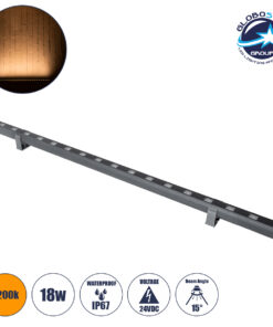 GloboStar® WASHER-PANDA 90578 Μπάρα Φωτισμού Ultra Slim Wall Washer LED 18W 1530lm 15° DC 24V Αδιάβροχο IP67 Μ100 x Π4 x Υ3.5cm Αρχιτεκτονικό Πορτοκαλί 2200K – Γκρι Ανθρακί – 3 Years Warranty