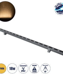 GloboStar® WASHER-PANDA 90579 Μπάρα Φωτισμού Ultra Slim Wall Washer LED 18W 1620lm 15° DC 24V Αδιάβροχο IP67 Μ100 x Π4 x Υ3.5cm Θερμό Λευκό 2700K – Γκρι Ανθρακί – 3 Years Warranty