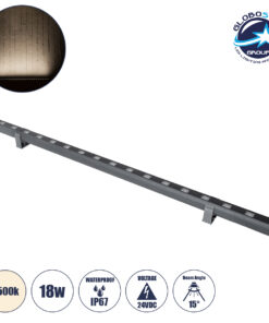 GloboStar® WASHER-PANDA 90580 Μπάρα Φωτισμού Ultra Slim Wall Washer LED 18W 1710lm 15° DC 24V Αδιάβροχο IP67 Μ100 x Π4 x Υ3.5cm Φυσικό Λευκό 4500K – Γκρι Ανθρακί – 3 Years Warranty