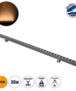GloboStar® WASHER-PANDA 90582 Μπάρα Φωτισμού Ultra Slim Wall Washer LED 36W 3060lm 15° DC 24V Αδιάβροχο IP67 Μ100 x Π4 x Υ3.5cm Αρχιτεκτονικό Πορτοκαλί 2200K – Γκρι Ανθρακί – 3 Years Warranty