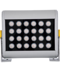 GloboStar® FLOOD-HENA 90444 Προβολέας Wall Washer για Φωτισμό Κτιρίων LED 24W 2040lm 30° AC 220-240V Αδιάβροχο IP67 Μ22.5 x Π6 x Υ16.5cm Αρχιτεκτονικό Πορτοκαλί 2200K – Ασημί – 3 Years Warranty