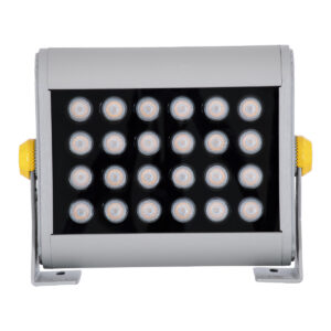 GloboStar® FLOOD-HENA 90444 Προβολέας Wall Washer για Φωτισμό Κτιρίων LED 24W 2040lm 30° AC 220-240V Αδιάβροχο IP67 Μ22.5 x Π6 x Υ16.5cm Αρχιτεκτονικό Πορτοκαλί 2200K – Ασημί – 3 Years Warranty