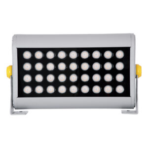 GloboStar® FLOOD-HENA 90445 Προβολέας Wall Washer για Φωτισμό Κτιρίων LED 36W 3060lm 30° AC 220-240V Αδιάβροχο IP67 Μ30 x Π6 x Υ17cm Αρχιτεκτονικό Πορτοκαλί 2200K – Ασημί – 3 Years Warranty