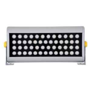 GloboStar® FLOOD-HENA 90446 Προβολέας Wall Washer για Φωτισμό Κτιρίων LED 48W 4080lm 30° AC 220-240V Αδιάβροχο IP67 Μ39 x Π6 x Υ17cm Αρχιτεκτονικό Πορτοκαλί 2200K – Ασημί – 3 Years Warranty