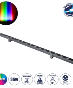 GloboStar® WASHER-PANDA 90585 Μπάρα Φωτισμού Ultra Slim Wall Washer LED 36W 3060lm 15° DC 24V Αδιάβροχο IP67 Μ100 x Π4 x Υ3.5cm RGBW DMX512 – Γκρι Ανθρακί – 3 Years Warranty