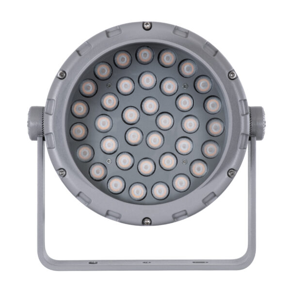 GloboStar® FLOOD-MENA 90337 Προβολέας Wall Washer με Αντιθαμβωτική Γρίλια για Φωτισμό Κτιρίων LED 36W 3060lm 30° AC 220-240V Αδιάβροχο IP67 L23.5 x W17.5 x H25.5cm Αρχιτεκτονικό Πορτοκαλί 2200K – Γκρι Ανθρακί – 3 Years Warranty