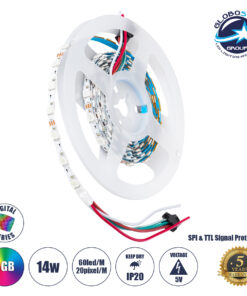 GloboStar® 90606 Digital Pixel Addressable Strip Ultra Slim – Nano Zig Zag S Ψηφιακή Ταινία LED SMD 5050 14.4W/m 60LED/m 20PIXEL/m SPI/TTL Protocol IC WS2812/SK6812 1152lm/m 120° DC 5V IP20 RGB – Λευκό Σώμα – Μ2000 x Π6 x Υ2mm – Συσκευασία 2 Μέτρων – 5 Χρόνια Εγγύηση