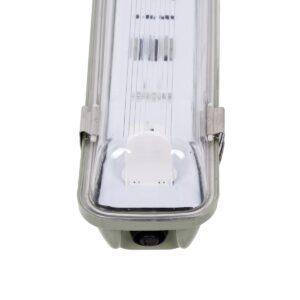 GloboStar® 90610 1 x 60cm T8 Tri-Proof Πλαστικό PC Σκαφάκι με Μεταλλικά Clips για Λάμπα Φθορίου LED Τροφοδοσίας Ενός Άκρου Αδιάβροχο IP65