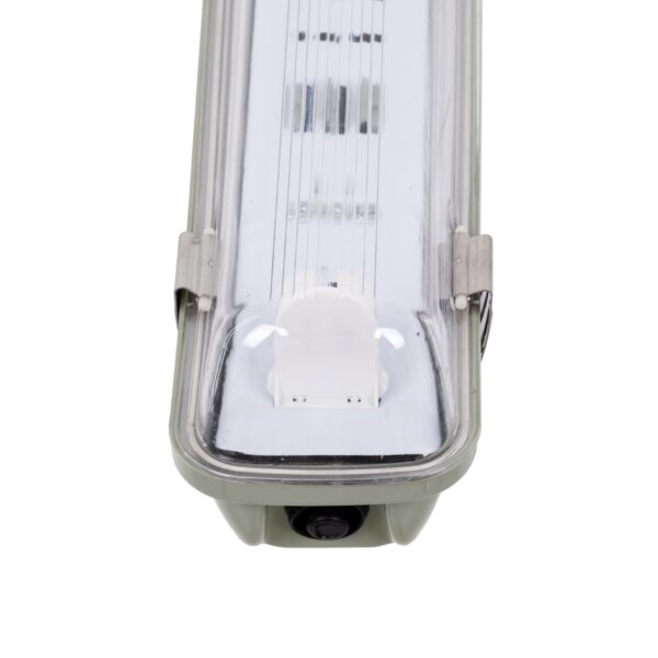 GloboStar® 90610 1 x 60cm T8 Tri-Proof Πλαστικό PC Σκαφάκι με Μεταλλικά Clips για Λάμπα Φθορίου LED Τροφοδοσίας Ενός Άκρου Αδιάβροχο IP65