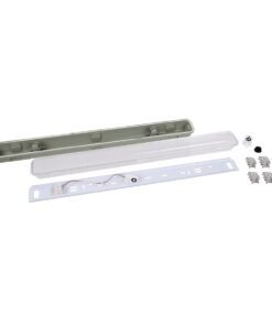 GloboStar® 90610 1 x 60cm T8 Tri-Proof Πλαστικό PC Σκαφάκι με Μεταλλικά Clips για Λάμπα Φθορίου LED Τροφοδοσίας Ενός Άκρου Αδιάβροχο IP65