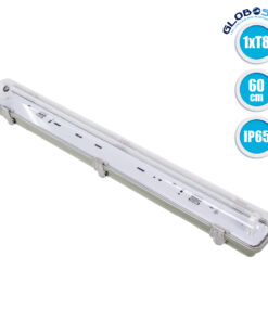 GloboStar® 90610 1 x 60cm T8 Tri-Proof Πλαστικό PC Σκαφάκι με Μεταλλικά Clips για Λάμπα Φθορίου LED Τροφοδοσίας Ενός Άκρου Αδιάβροχο IP65