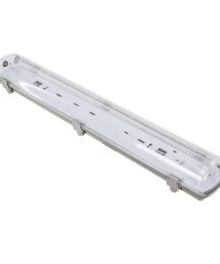 GloboStar® 90611 2 x 60cm T8 Tri-Proof Πλαστικό PC Σκαφάκι με Μεταλλικά Clips για 2 x Λάμπες Φθορίου LED Τροφοδοσίας Ενός Άκρου Αδιάβροχο IP65