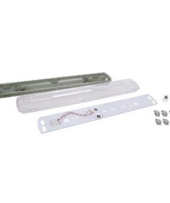 GloboStar® 90611 2 x 60cm T8 Tri-Proof Πλαστικό PC Σκαφάκι με Μεταλλικά Clips για 2 x Λάμπες Φθορίου LED Τροφοδοσίας Ενός Άκρου Αδιάβροχο IP65