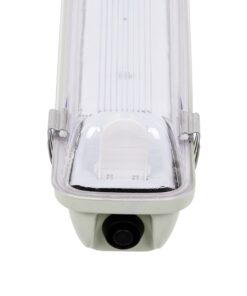 GloboStar® 90612 1 x 120cm T8 Tri-Proof Πλαστικό PC Σκαφάκι με Μεταλλικά Clips για Λάμπα Φθορίου LED Τροφοδοσίας Ενός Άκρου Αδιάβροχο IP65