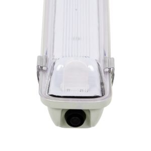 GloboStar® 90612 1 x 120cm T8 Tri-Proof Πλαστικό PC Σκαφάκι με Μεταλλικά Clips για Λάμπα Φθορίου LED Τροφοδοσίας Ενός Άκρου Αδιάβροχο IP65