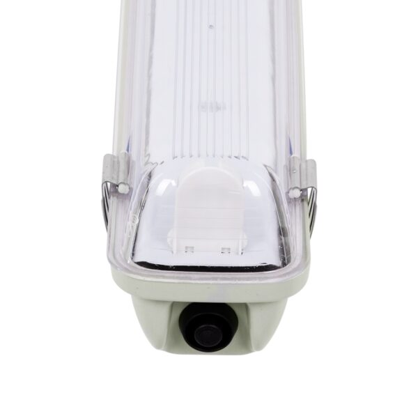 GloboStar® 90612 1 x 120cm T8 Tri-Proof Πλαστικό PC Σκαφάκι με Μεταλλικά Clips για Λάμπα Φθορίου LED Τροφοδοσίας Ενός Άκρου Αδιάβροχο IP65