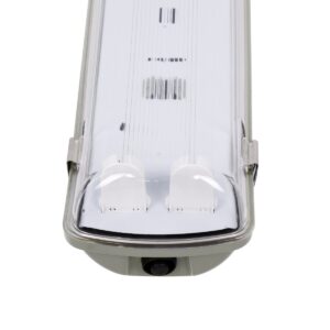 GloboStar® 90613 2 x 120cm T8 Tri-Proof Πλαστικό PC Σκαφάκι με Μεταλλικά Clips για 2 x Λάμπες Φθορίου LED Τροφοδοσίας Ενός Άκρου Αδιάβροχο IP65