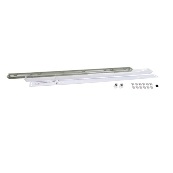 GloboStar® 90615 2 x 150cm T8 Tri-Proof Πλαστικό PC Σκαφάκι με Μεταλλικά Clips για 2 x Λάμπες Φθορίου LED Τροφοδοσίας Ενός Άκρου Αδιάβροχο IP65