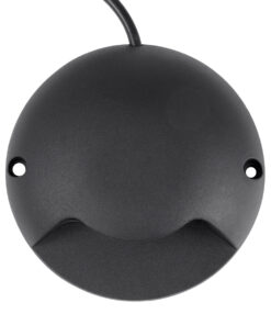 GloboStar® STEP-LUNA 90616 Επιφανειακό Φωτιστικό Σκαλοπατιού – Διαδρόμου LED 3W 330lm 10° DC 24V Αδιάβροχο IP65 Φ12 x Υ3cm Θερμό Λευκό 2700K – Μαύρο – 3 Χρόνια Εγγύηση