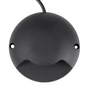 GloboStar® STEP-LUNA 90616 Επιφανειακό Φωτιστικό Σκαλοπατιού – Διαδρόμου LED 3W 330lm 10° DC 24V Αδιάβροχο IP65 Φ12 x Υ3cm Θερμό Λευκό 2700K – Μαύρο – 3 Χρόνια Εγγύηση