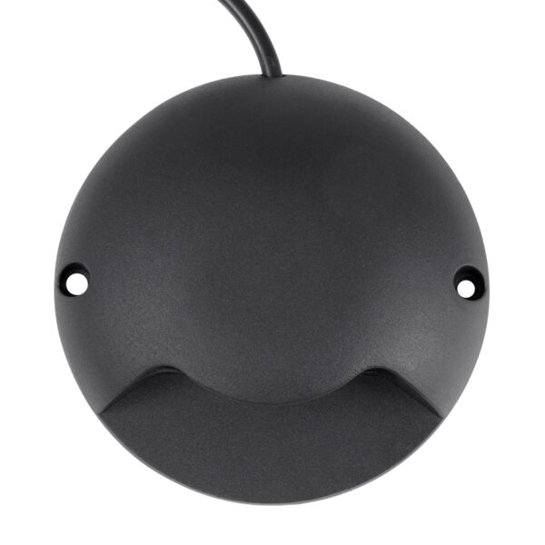 GloboStar® STEP-LUNA 90616 Επιφανειακό Φωτιστικό Σκαλοπατιού – Διαδρόμου LED 3W 330lm 10° DC 24V Αδιάβροχο IP65 Φ12 x Υ3cm Θερμό Λευκό 2700K – Μαύρο – 3 Χρόνια Εγγύηση