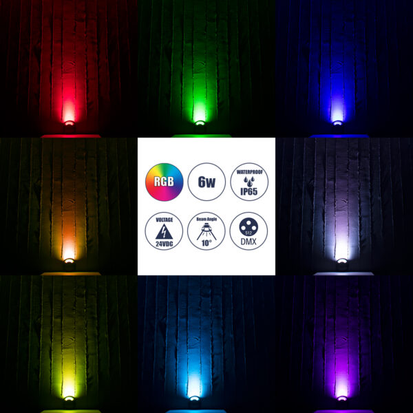 GloboStar® STEP-LUNA 90624 Επιφανειακό Φωτιστικό Σκαλοπατιού – Διαδρόμου LED 6W 600lm 10° DC 24V Αδιάβροχο IP65 Φ12 x Υ3cm Πολύχρωμο RGB DMX512 – Γκρι Ανθρακί – 3 Years Warranty