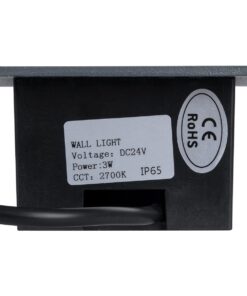 GloboStar® STEP-MINA 90625 Χωνευτό Φωτιστικό Σκαλοπατιού – Διαδρόμου LED 3W 330lm 30° DC 24V Αδιάβροχο IP65 Μ8.3 x Π8.3 x Υ5cm Θερμό Λευκό 2700K – Μαύρο – 3 Years Warranty