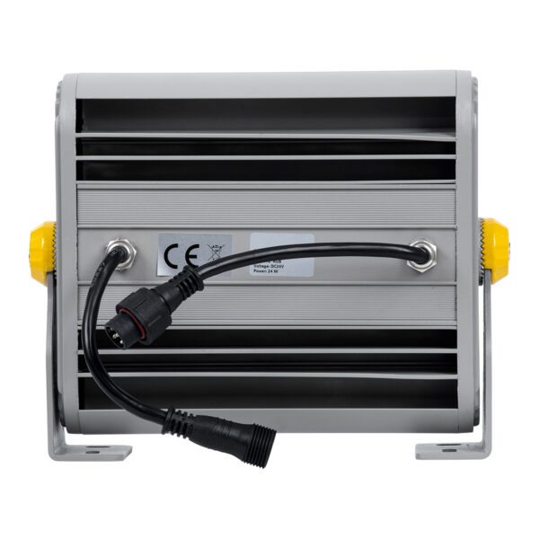 GloboStar® FLOOD-HENA 90641 Προβολέας Wall Washer για Φωτισμό Κτιρίων LED 24W 2400lm 30° DC 24V Αδιάβροχο IP65 Μ22.5 x Π6 x Υ16.5cm Πολύχρωμο RGB DMX512 – Ασημί – 3 Years Warranty