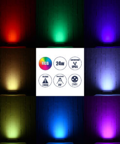 GloboStar® FLOOD-HENA 90641 Προβολέας Wall Washer για Φωτισμό Κτιρίων LED 24W 2400lm 30° DC 24V Αδιάβροχο IP65 Μ22.5 x Π6 x Υ16.5cm Πολύχρωμο RGB DMX512 – Ασημί – 3 Years Warranty