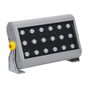GloboStar® FLOOD-HENA 90642 Προβολέας Wall Washer για Φωτισμό Κτιρίων LED 36W 3600lm 30° DC 24V Αδιάβροχο IP65 Μ30 x Π6 x Υ17cm Πολύχρωμο RGB DMX512 – Ασημί – 3 Years Warranty