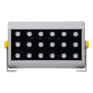 GloboStar® FLOOD-HENA 90642 Προβολέας Wall Washer για Φωτισμό Κτιρίων LED 36W 3600lm 30° DC 24V Αδιάβροχο IP65 Μ30 x Π6 x Υ17cm Πολύχρωμο RGB DMX512 – Ασημί – 3 Years Warranty