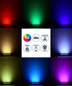 GloboStar® FLOOD-HENA 90642 Προβολέας Wall Washer για Φωτισμό Κτιρίων LED 36W 3600lm 30° DC 24V Αδιάβροχο IP65 Μ30 x Π6 x Υ17cm Πολύχρωμο RGB DMX512 – Ασημί – 3 Years Warranty