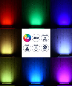 GloboStar® FLOOD-HENA 90643 Προβολέας Wall Washer για Φωτισμό Κτιρίων LED 48W 4800lm 30° DC 24V Αδιάβροχο IP65 Μ39 x Π6 x Υ17cm Πολύχρωμο RGB DMX512 – Ασημί – 3 Years Warranty