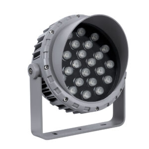 GloboStar® FLOOD-MENA 90644 Προβολέας Wall Washer με Αντιθαμβωτική Γρίλια για Φωτισμό Κτιρίων LED 24W 2160lm 30° AC 220-240V Αδιάβροχο IP65 Φ23 x Υ18cm Θερμό Λευκό 3000K – Ασημί – 3 Years Warranty