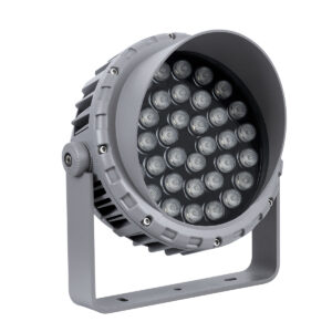 GloboStar® FLOOD-MENA 90645 Προβολέας Wall Washer με Αντιθαμβωτική Γρίλια για Φωτισμό Κτιρίων LED 36W 3240lm 30° AC 220-240V Αδιάβροχο IP65 Φ23 x Υ18cm Θερμό Λευκό 3000K – Ασημί – 3 Years Warranty