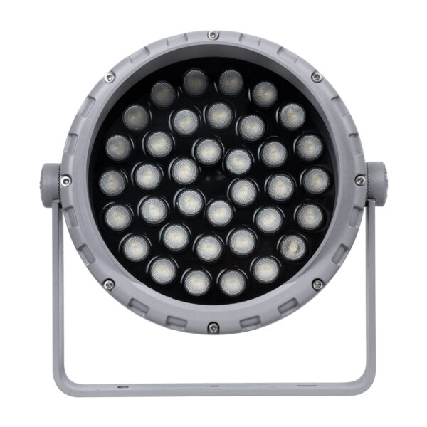 GloboStar® FLOOD-MENA 90645 Προβολέας Wall Washer με Αντιθαμβωτική Γρίλια για Φωτισμό Κτιρίων LED 36W 3240lm 30° AC 220-240V Αδιάβροχο IP65 Φ23 x Υ18cm Θερμό Λευκό 3000K – Ασημί – 3 Years Warranty