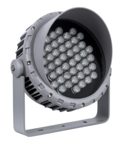 GloboStar® FLOOD-MENA 90646 Προβολέας Wall Washer με Αντιθαμβωτική Γρίλια για Φωτισμό Κτιρίων LED 48W 4320lm 30° AC 220-240V Αδιάβροχο IP65 Φ25 x Υ18cm Θερμό Λευκό 3000K – Ασημί – 3 Years Warranty