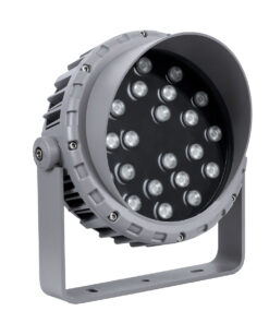 GloboStar® FLOOD-MENA 90647 Προβολέας Wall Washer με Αντιθαμβωτική Γρίλια για Φωτισμό Κτιρίων LED 24W 2040lm 30° DC 24V Αδιάβροχο IP65 Φ23 x Υ18cm Πολύχρωμο RGBW DMX512 – Ασημί – 3 Years Warranty