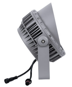 GloboStar® FLOOD-MENA 90647 Προβολέας Wall Washer με Αντιθαμβωτική Γρίλια για Φωτισμό Κτιρίων LED 24W 2040lm 30° DC 24V Αδιάβροχο IP65 Φ23 x Υ18cm Πολύχρωμο RGBW DMX512 – Ασημί – 3 Years Warranty