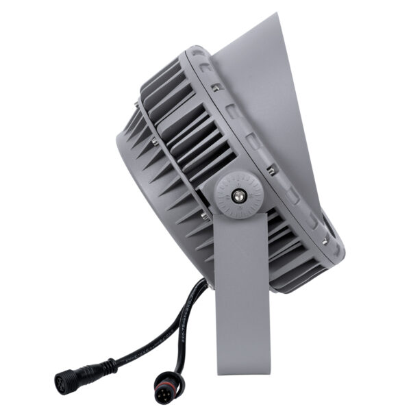 GloboStar® FLOOD-MENA 90647 Προβολέας Wall Washer με Αντιθαμβωτική Γρίλια για Φωτισμό Κτιρίων LED 24W 2040lm 30° DC 24V Αδιάβροχο IP65 Φ23 x Υ18cm Πολύχρωμο RGBW DMX512 – Ασημί – 3 Years Warranty