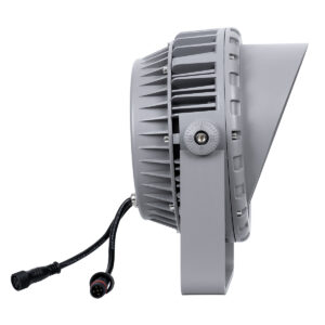 GloboStar® FLOOD-MENA 90648 Προβολέας Wall Washer με Αντιθαμβωτική Γρίλια για Φωτισμό Κτιρίων LED 36W 3060lm 30° DC 24V Αδιάβροχο IP65 Φ23 x Υ18cm Πολύχρωμο RGBW DMX512 – Ασημί – 3 Years Warranty