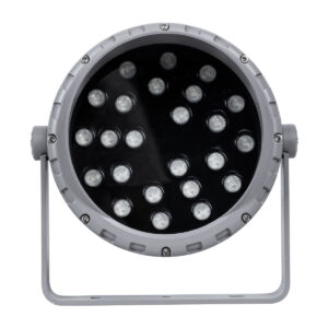 GloboStar® FLOOD-MENA 90648 Προβολέας Wall Washer με Αντιθαμβωτική Γρίλια για Φωτισμό Κτιρίων LED 36W 3060lm 30° DC 24V Αδιάβροχο IP65 Φ23 x Υ18cm Πολύχρωμο RGBW DMX512 – Ασημί – 3 Years Warranty