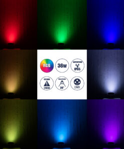 GloboStar® FLOOD-MENA 90648 Προβολέας Wall Washer με Αντιθαμβωτική Γρίλια για Φωτισμό Κτιρίων LED 36W 3060lm 30° DC 24V Αδιάβροχο IP65 Φ23 x Υ18cm Πολύχρωμο RGBW DMX512 – Ασημί – 3 Years Warranty