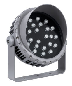 GloboStar® FLOOD-MENA 90649 Προβολέας Wall Washer με Αντιθαμβωτική Γρίλια για Φωτισμό Κτιρίων LED 48W 4080lm 30° DC 24V Αδιάβροχο IP65 Φ25 x Υ18cm Πολύχρωμο RGBW DMX512 – Ασημί – 3 Years Warranty