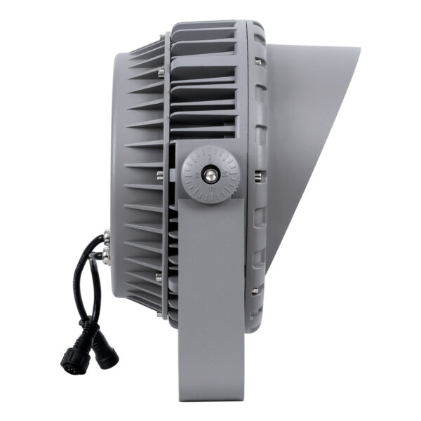 GloboStar® FLOOD-MENA 90649 Προβολέας Wall Washer με Αντιθαμβωτική Γρίλια για Φωτισμό Κτιρίων LED 48W 4080lm 30° DC 24V Αδιάβροχο IP65 Φ25 x Υ18cm Πολύχρωμο RGBW DMX512 – Ασημί – 3 Years Warranty