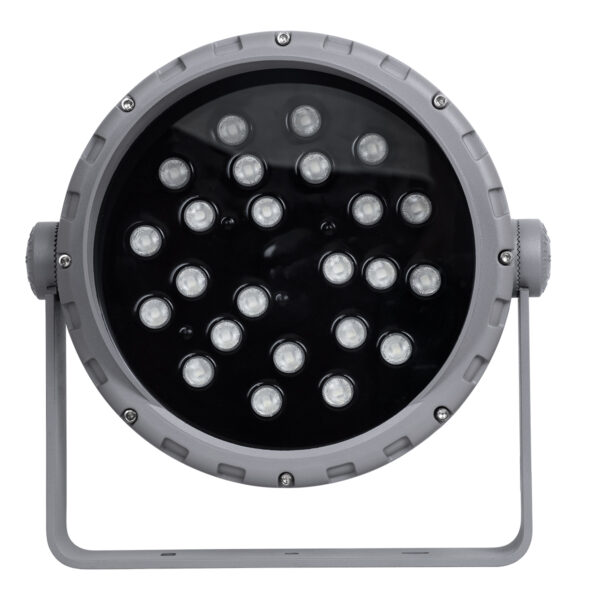 GloboStar® FLOOD-MENA 90649 Προβολέας Wall Washer με Αντιθαμβωτική Γρίλια για Φωτισμό Κτιρίων LED 48W 4080lm 30° DC 24V Αδιάβροχο IP65 Φ25 x Υ18cm Πολύχρωμο RGBW DMX512 – Ασημί – 3 Years Warranty